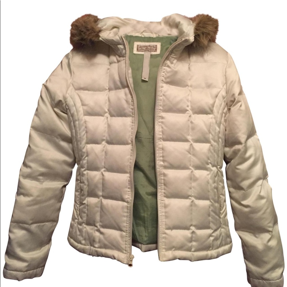 American Rag cream fur-trimmed winter jacket